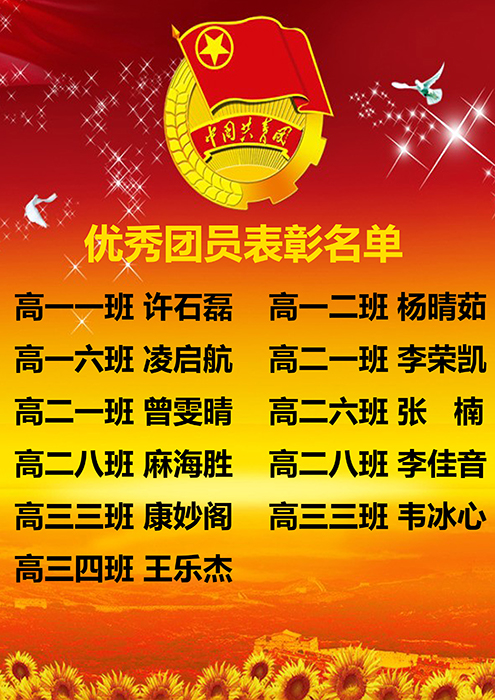 优秀团员名单